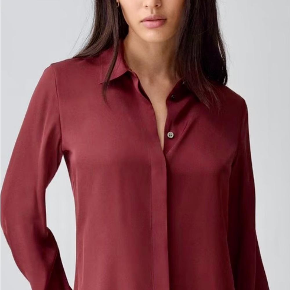 Theory Maroon Button Down Shirt
